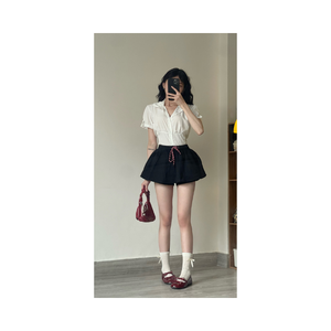 Meilleure vente : Jupe-short élastique pour femme avec cordon de serrage – Coupe évasée, jupe-short décontractée, pantalon décontracté taille haute coupe droite - Product Image 2