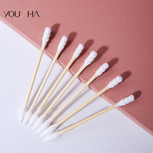 Hisopos de algodón de doble punta Yousha, con mango de bambú, punta redonda, multiusos, para la aplicación de esmalte de uñas YG010 - Product Image 1