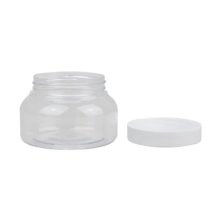 Embalaje cosmético especial forma oval 8oz frascos cosméticos 250ml de plástico transparente para mascotas 4oz frascos con tapas