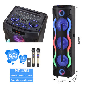 MT-1281 Dual 12-Inch Wireless Bluetooth <b>Speaker</b> With Colorful Lights For Party And Karaoke - Product Image 1