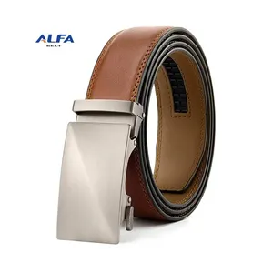 Alfa Custom Automatic Rachet Men Leather Belts With Alloy Buckle