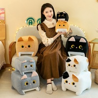 Boneka Hewan Lucu Desain Baru Grosir, Bantal & Guling Kucing Persegi Kawaii, Gantungan Kunci Boneka 10cm untuk Anak-Anak