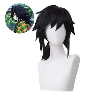 Tomioka Giyuu japon Anime cheveux Style Giyu Cosplay longue pointe noire perruque de fête de Make