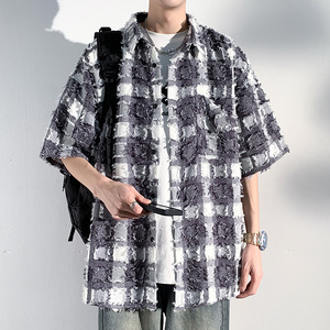 <span class=keywords><strong>Camicia</strong></span> da <span class=keywords><strong>uomo</strong></span> a mezza manica corta estiva a maniche corte in cotone scozzese spazzolato - Product Image 2