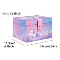 Caja Musical con Candado de Unicornio - Caja Musical Electrónica con Unicornio Giratorio, Hebilla de Cuero PU, Caja del Tesoro para Niños