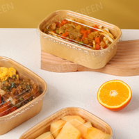 Boîte à lunch en papier kraft recyclable, imperméable, imprimée en offset, utilisable au micro-ondes, pour sandwichs et nouilles, idéale pour la vente à emporter