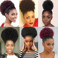 Queue de cheval afro synthétique bouclée de 8 pouces avec cordon de serrage, postiche court pour chignon, extensions capillaires pour femmes et jeunes filles noires