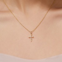 Collier pendentif croix en argent sterling S925 imperméable pour femmes et filles, collier ras du cou en moissanite plaqué or, fournitures de bijoux personnalisés