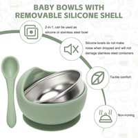 Vente chaude 2 pièces Bol pour bébé avec ventouse Ensemble de cuillère pour bébé Sans BPA Bol en acier inoxydable pour enfants