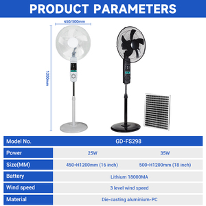 Energy-saving Modern Household Camping Use 25W 3 Level Wind Speed Adjustable Floor <b>Stand</b> Solar Fan GD-FS298 Dual Charging Worry- - Product Image 4