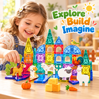 Tuiles magnétiques pour enfants 3,75 cm, mini boîte en métal, blocs de construction magnétiques, thème ferme, jouets éducatifs pour les garçons et les filles d'âge préscolaire