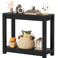 Console moderne en bois noir avec étagère de rangement pour entrée et salon