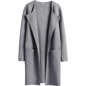 Nuevo Cárdigan de Mujer, Cómodo, Transpirable, Largo, Tejido en Algodón/Poliéster, Color Sólido, Casual, con Solapa, a la Moda - Product Image 5