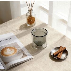 Taza de Té de Vidrio de Borosilicato de Doble Capa, Aislamiento Térmico, Anti-escaldaduras, Diseño Moderno sin Asa ni Tapa, para el Hogar - Product Image 3