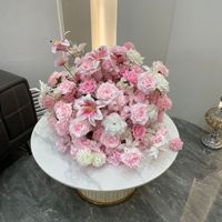 Arrangement floral artificiel rose romantique, fait main, en soie, pour la décoration de table de mariage