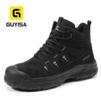 Bottes de sécurité GUYISA pour hommes, coupe haute, embout en acier, résistantes aux perforations, toutes saisons, tige en microfibre, doublure en mesh, semelle extérieure en caoutchouc et plastique