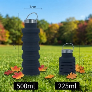 Bouteille d'eau pliable en silicone sans BPA, 500 ml, bouteille d'eau chaude en silicone - Product Image 6