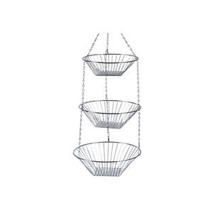 Hanging <b>Basket</b> 3 Tier 72cm 25.5cm Silver <b>Wire</b> <b>Baskets</b> For Indoor Outdoor Use - Product Image 1