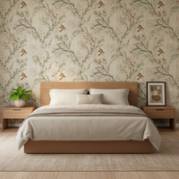 Papier peint auto-adhésif 3D en relief avec motif d'oiseaux et de fleurs, décoration murale pour salon