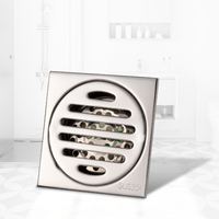 JOYHOO Couvercle de drain de sol Carré Carrelage Insert Egouttoir de sol Douche à débit rapide Carton en acier inoxydable 304 Argent Salle de bain 100mm