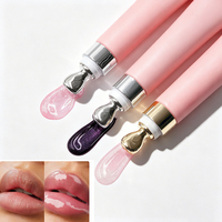 Huile à lèvres brillante très populaire en tube rose en alliage de zinc, avec logo personnalisé, hydratante, repulpante, à changement de couleur selon le pH