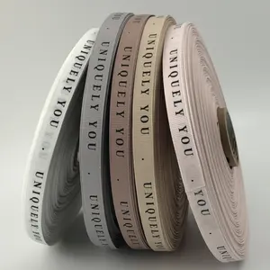 Nhà Máy Bán Buôn Elegant Mềm Mịn 25 Mét 38 Mét Polyester Bông Ribbon Với Embossed Foil In Thương Hiệu Logo