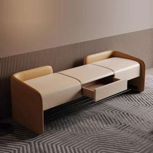 Banc à chaussures moderne avec rangement pour entrée, chambre, salon, blanc cassé, orange, gris clair, gris foncé, durable - Product Image 1