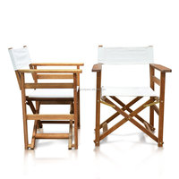 Chaise de réalisateur en teck faite à la main avec tissu blanc