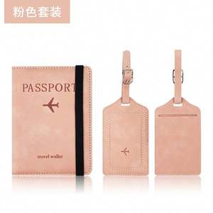 Porte-passeport et étiquette de bagage en cuir PU, portefeuille de voyage, porte-cartes, logo personnalisé, ensemble porte-passeport et étiquette de bagage - Product Image 1