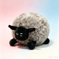 Peluche personnalisée en forme de boule de mouton noire, jouet en peluche simple et mignon de forme ronde, peluche de confort pour enfants