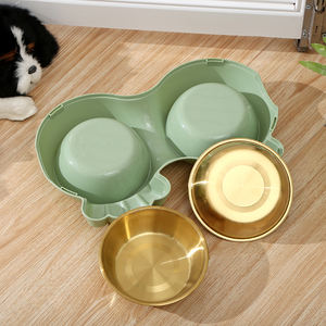 2024 yeni tasarım çift Pet kedi kase paslanmaz çelik plastik standı otomatik 1L şişe çevre dostu kedi köpek içme yeme - Product Image 3