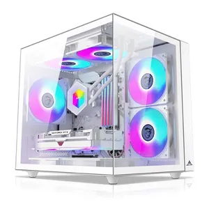 Customs Logo Oem Brand M-Atx Itx Tower Gaming Computer Pc Case With Side Tempered Glass Gaming Computer Cabinet Case