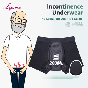 LYNMISS Culotte d'Incontinence Urinaire avec Coussinets Absorbants <span class=keywords><strong>Homme</strong></span> Noir Imperméable <span class=keywords><strong>Lavable</strong></span> Sous-vêtement <span class=keywords><strong>pour</strong></span> Adultes Âgés Shorts Anti-Incontinence - Product Image 1