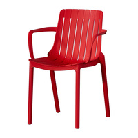Fauteuil d'extérieur empilable moderne en plastique polypropylène rouge