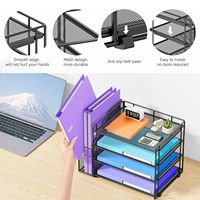Oferta Especial: Organizador de Escritorio Apilable de 4 Niveles con Bandejas de Malla Metálica para Documentos y Archivos de Oficina