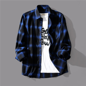 <span class=keywords><strong>Camisa</strong></span> de Manga Larga a Cuadros para Hombre con Sentido <span class=keywords><strong>del</strong></span> Diseño de Nicho Retro Holgada Estilo Versátil - Product Image 5