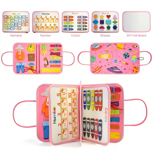 Nuevo diseño de bolsa, libro de tablero ocupado, juguetes educativos Montessori para niños pequeños, tablero ocupado de fieltro plegable para <span class=keywords><strong>autismo</strong></span> sensorial para niños pequeños - Product Image 4