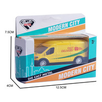 Voiture miniature en alliage moulé sous pression avec fonction de recul, 3 couleurs assorties, véhicule jouet pour enfants, coffret fenêtré, EN71 8P