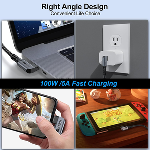 Right Angle <b>USB</b> C Extension <b>Cable</b> 90 Degree 10Gbps Transfer 100w 5A Fast Charge <b>Usb</b> 3.1 Male to Type c Female Extension <b>Cable</b> - Product Image 3