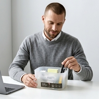 Boîte de rangement carrée en plastique PP personnalisable OEM/ODM, finition givrée, organisateur de bureau pour fournitures de bureau – Vente en gros directe usine