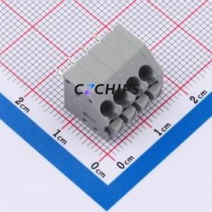 250-104 Spring Terminal Block Through hole Component (THT),P=3.5mm Connector 1x4P 3.5mm Gray 4P - Product Image 1