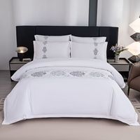 Parure de lit de luxe pour hôtel, 4 pièces, housse de couette, drap, taie d'oreiller, accepte les petites commandes pour les auberges