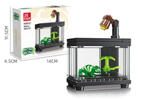 Modèle de puzzle à assembler Micro World Aquarium, tortue, jouets à assembler soi-même, aquarium, tortue, poisson-clown, lézard, homard, boîte de présentation, jouet