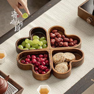 Walnut Wood Heart Shaped Fruit Tray Divided Snack <b>Box</b> For Home Living Room Coffee Table Use - Product Image 3