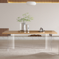 Knock Down Packs Esszimmer Esstisch Rechteck Massivholz Log Wood Tisch mit transparenten Acryl beinen Schnelle Montage