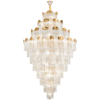 Grand lustre LED en cristal K9 doré, réglable en hauteur et à intensité variable, pour entrée de villa, hall, escalier, banquet, hôtel, éclairage suspendu