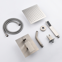 Ensemble de robinets de douche dissimulés en laiton brossé Nickel à 2 fonctions pour salle de bain, système de douche pluie mural, mélangeur de douche de bain