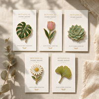Aimants de réfrigérateur en métal émaillé personnalisés en gros, motifs végétaux mignons (fleurs, feuilles, succulentes), autocollants décoratifs pour réfrigérateur, cadeaux