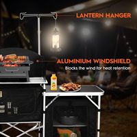 Personnalisé Multifonction 3 Placard Amovible Pare-Brise Camping BBQ Cuisson Salle À Manger Pique-Nique Pliable Extérieur Mobile Cuisine Table