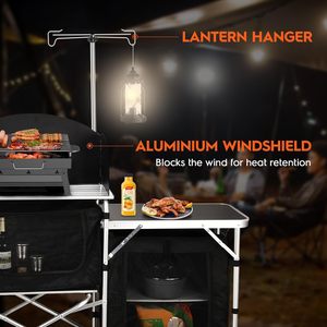 Custom Multifunction 3 Cupboard Detachable Windscreen Camping BBQ Cooking Dining Picnic <strong>Folding</strong> Outdoor Mobile <strong>Kitchen</strong> <strong>Table</strong> - Product Image 4